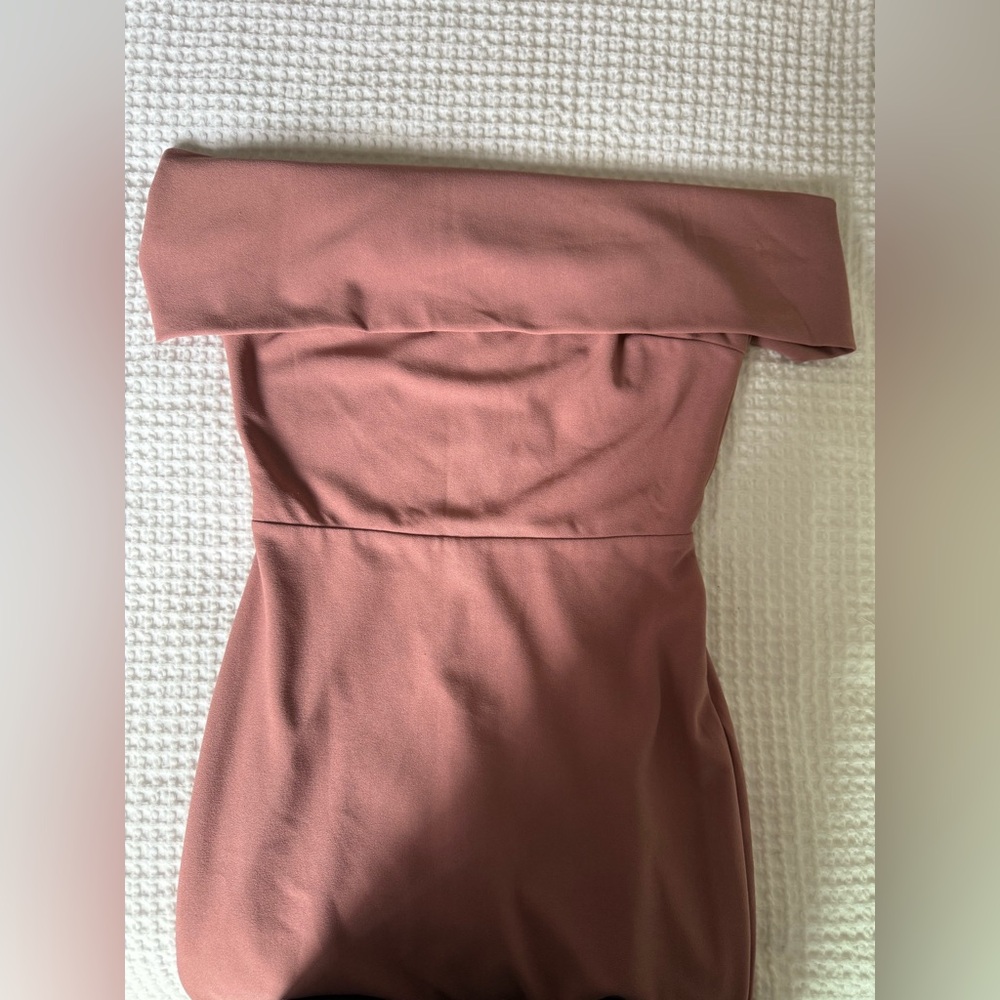 Windsor Blush Pink Long off the shoulder dress